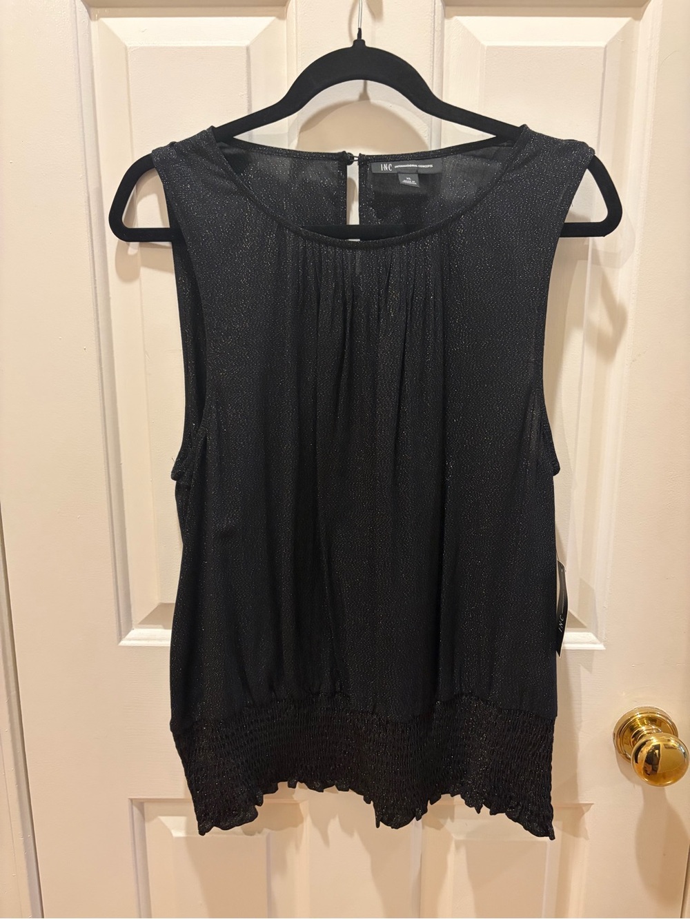 INC International Concepts Black Shimmer Sleeveless Blouson Top